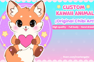draw a kawaii cute chibi animal or mascot character for you