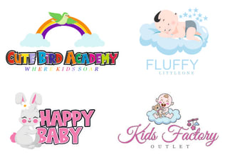 create cute professional baby kids shop preschool daycare logo