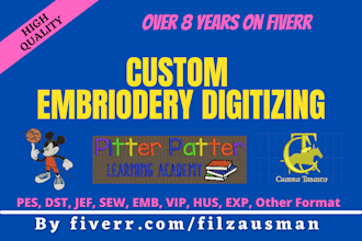 do high quality custom embroidery digitizing logo digitizing