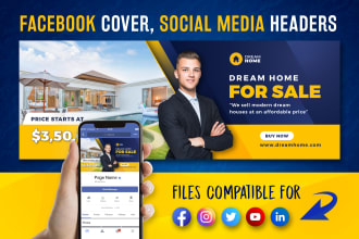 design facebook cover, youtube banner, social media header