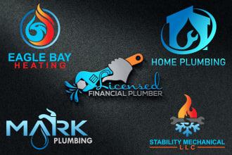 design plumbing heating oil and gas hvac aircondition logo