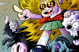 acid trippy cartoon illustrations and characters