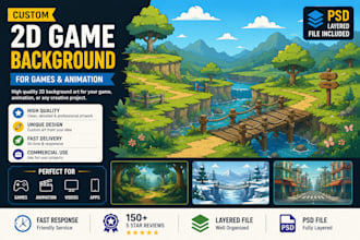 create custom 2d background illustrations for games or animation