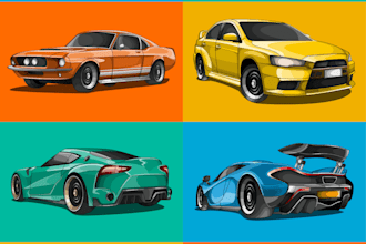 draw a professional cartoon car style illustration