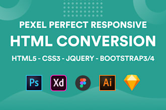 convert xd to HTML, figma to HTML, PSD to HTML responsive website