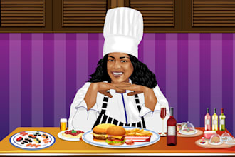 draw cartoon portrait with custom pose and background