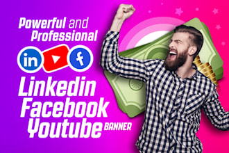 design linkedin banner, facebook, youtube cover photo, logo