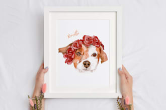 paint a beautiful watercolored pet portrait