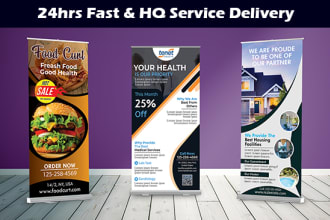 design roll up banner, billboard, banner, poster in 24hrs