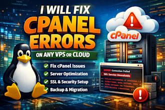setup linux server, fix cpanel errors on any vps or cloud