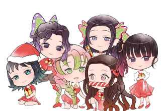 draw cute chibi group with anime style