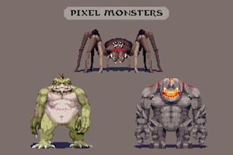 design pixel art characters, creatures and  monsters