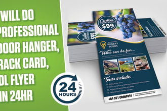 do professional  door hanger, rack card, dl flyer in 24hr
