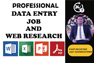 do professional data entry and web research