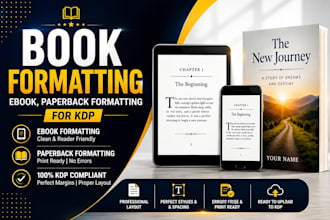 book formatting, ebook formatting and paperback formatting for KDP