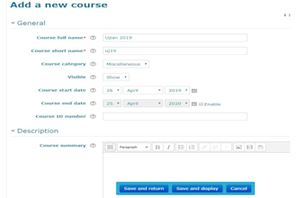 setup course for your moodle site