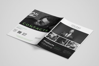design stunning minimalist product catalog, sell sheet, PDF catalogue