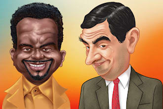 draw a fun and expressive caricature cartoon portrait
