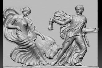 make a 3d model of the bas relief for cnc, 3d print