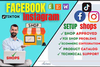 set up facebook and instagram shops and fix all issues