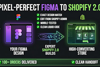 convert figma to shopify custom theme, pixel perfect shopify store