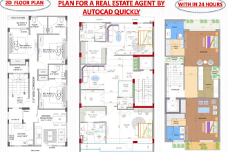 redraw 2d house floor plan for a real estate agent or other by autocad quickly