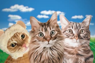 make illustration your dog cat animal cartoon potrait