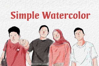 draw portrait with simple watercolor illustration style