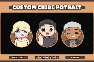 create cute custom chibi profile picture or avatar for you
