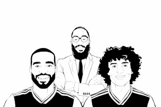 draw your photo into black and white line art illustration