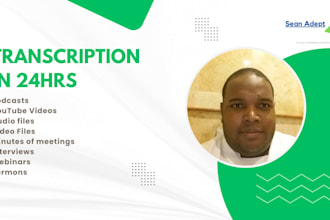 transcribe any audio and video podcast meetings in 24hrs