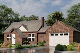 create 3d model and render interior, exterior of houses, buildings