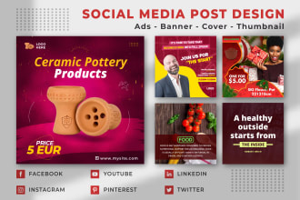 design professional social media posts, ads, banner