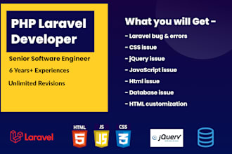 fix bugs, develop, install laravel, PHP website php programmer