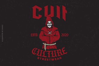 create retro dark art logo style