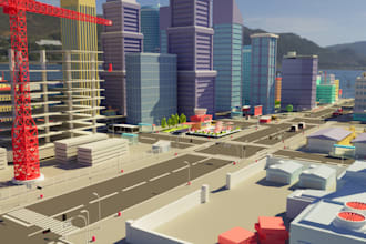 do custom 3d lowpoly city design