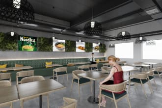 design and render cafe, coffeeshop, restaurant interior