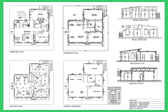 make architectural floor plan, elevation, section in autocad