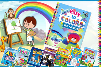 create cute kids coloring book covers and child illustrations for amazon KDP