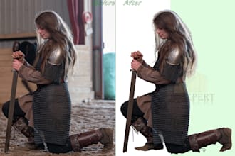 do 5 photos soft hair masking  with pen tablet