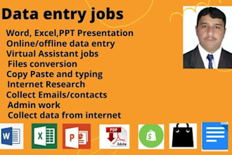 do data entry, word, excel, pdf conversion, form filling