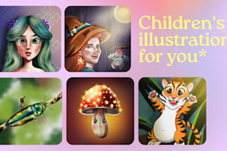 create cute childrens illustrations for storybook and cover