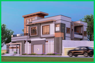 create architectural 3d model and rendering images