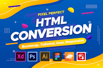 convert figma to html, psd to html using tailwind css or bootstrap 5