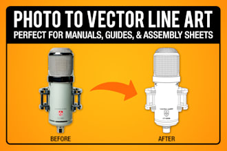create clean vector line drawings for manuals and instruction guides