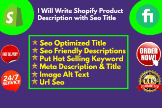 write impressive shopify product description and seo optimized title
