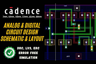 do analog and digital vlsi circuit design and layouts on cadence virtuoso