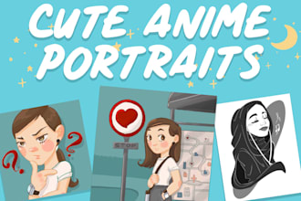 create cute anime portrait caricatures