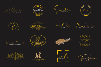 do luxury signature wedding photography handwritten logo design