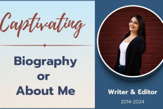 write your biography, about me, or about us content